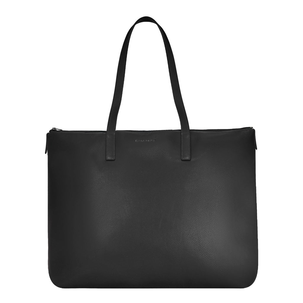 Champs Onyx Collection Leather Business Tote, 24 L - Black