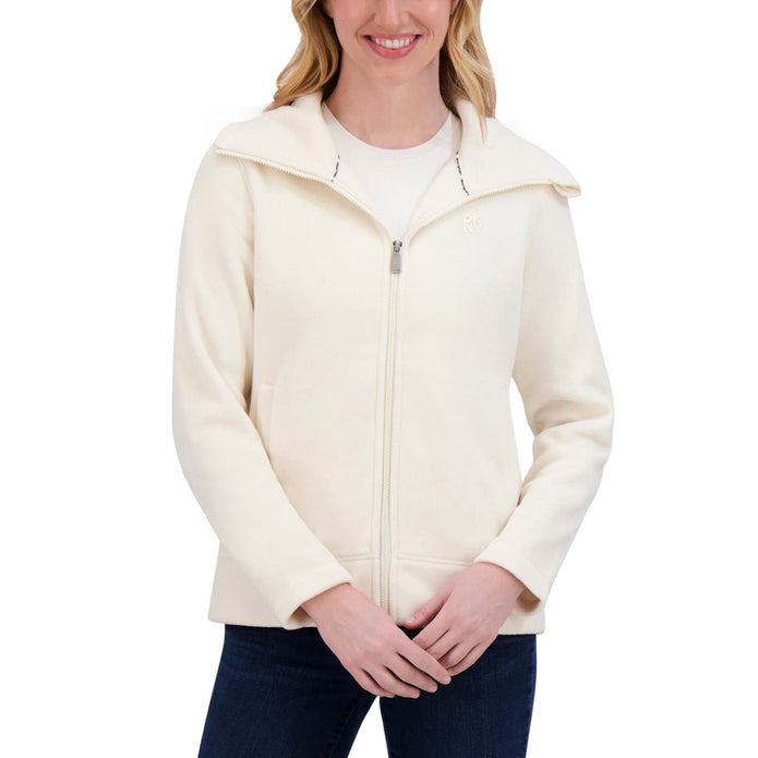 DKNY Sport Women's Polar Fleece Full Zip Sweater - Cream