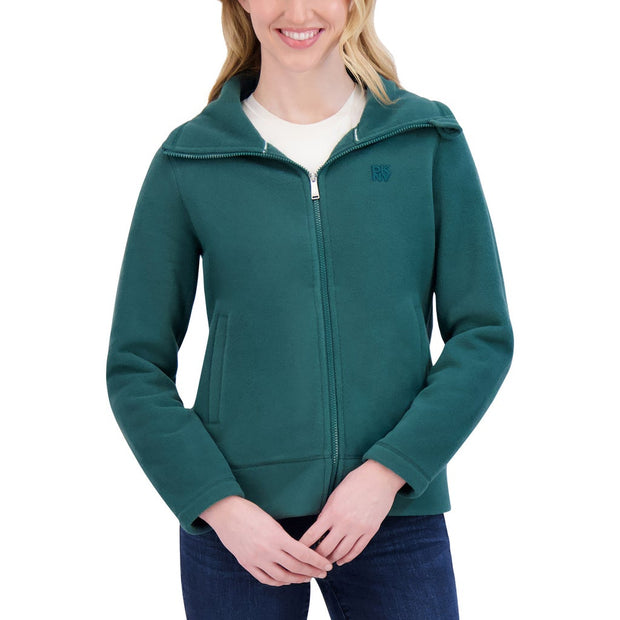 DKNY Sport Women's Polar Fleece Full Zip Sweater - Dark Green