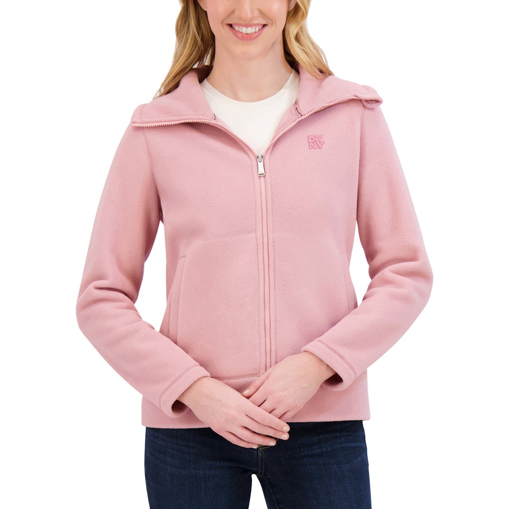 DKNY Sport Women's Polar Fleece Full Zip Sweater - Pink