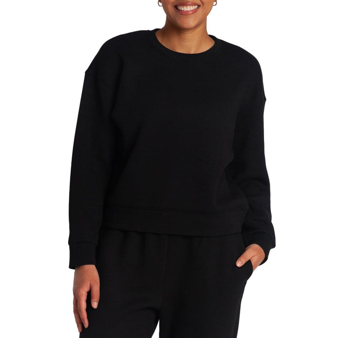 LAZYPANTS Women’s Double Knit Fleece Crewneck Sweatshirt - Black