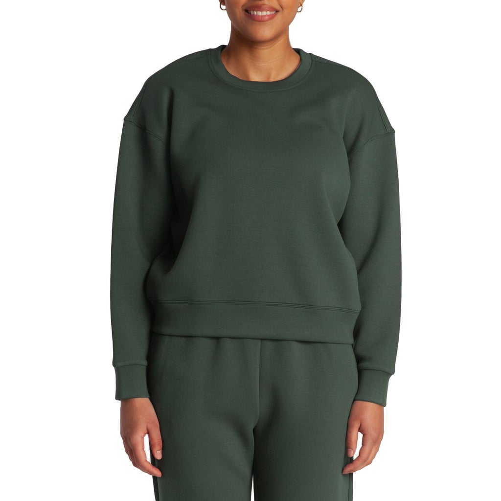 LAZYPANTS Women’s Double Knit Fleece Crewneck Sweatshirt - Green