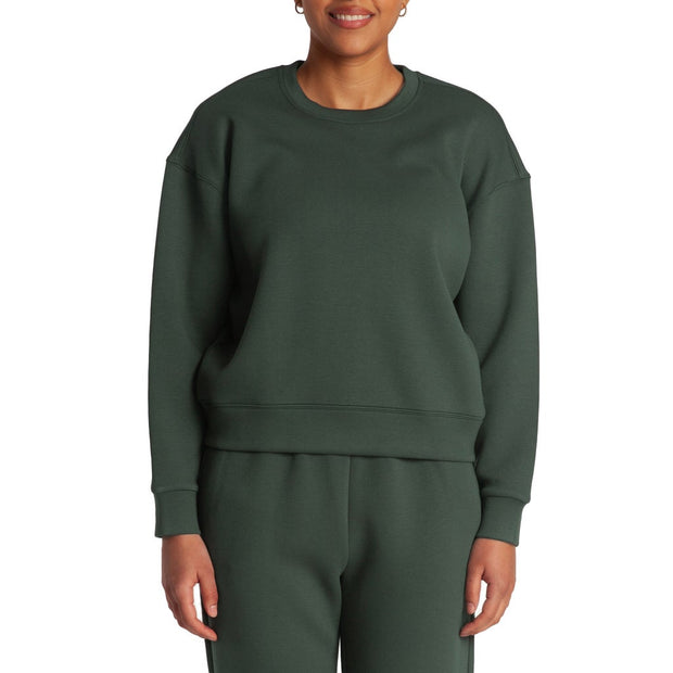 LAZYPANTS Women’s Double Knit Fleece Crewneck Sweatshirt - Green