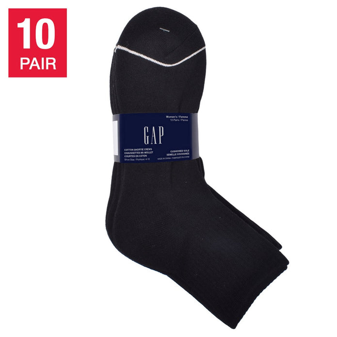 GAP Women's Shortie Crew Socks, 10-pair - Black