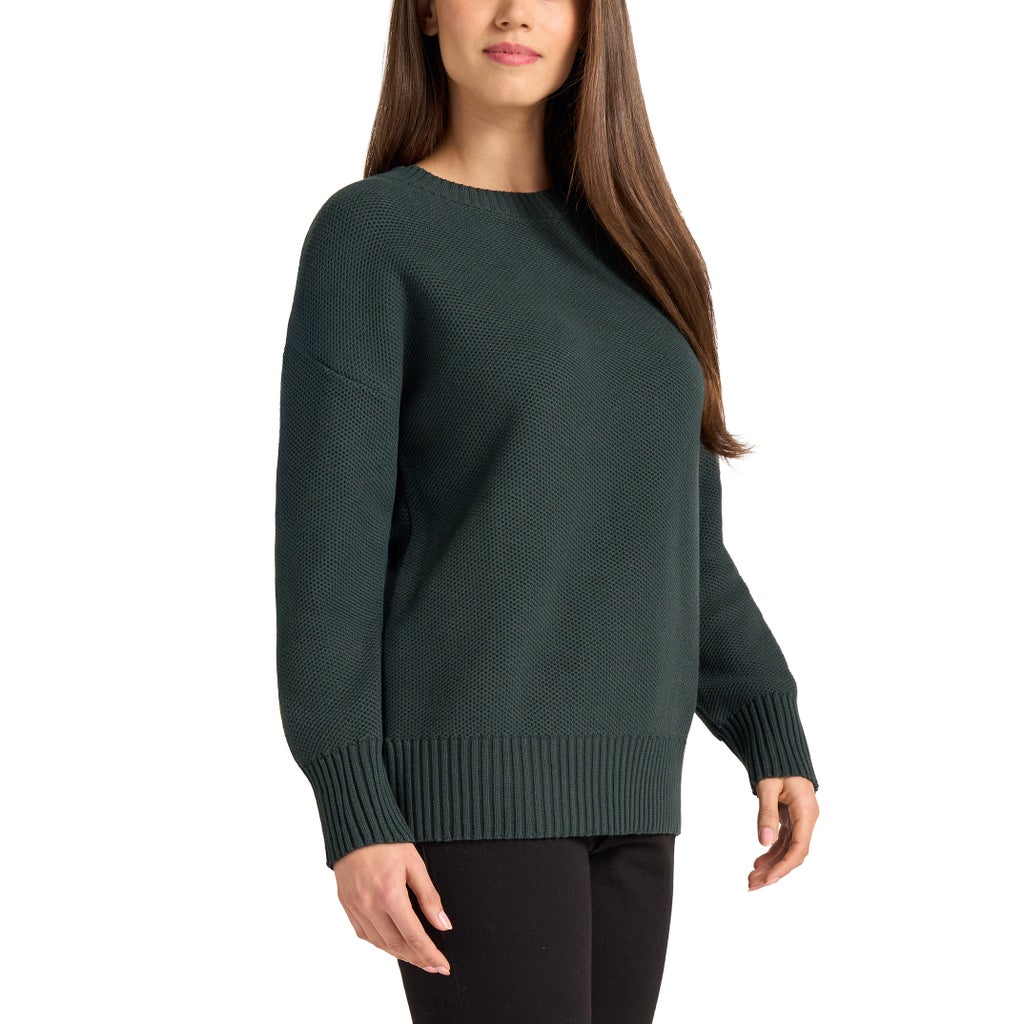 Matty M Women's Waffle Knit Crew Neck Sweater