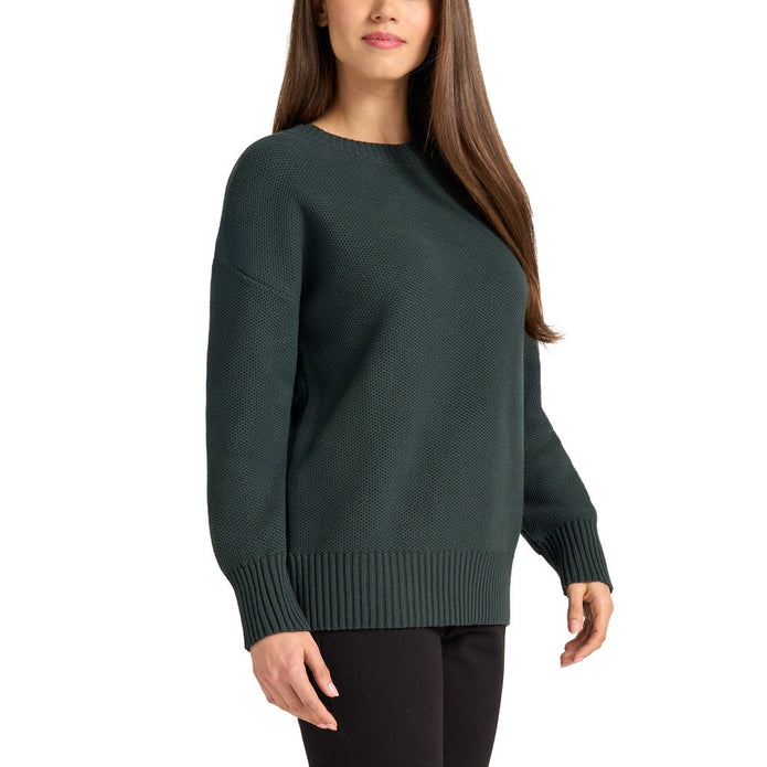 Matty M Women's Waffle Knit Crew Neck Sweater