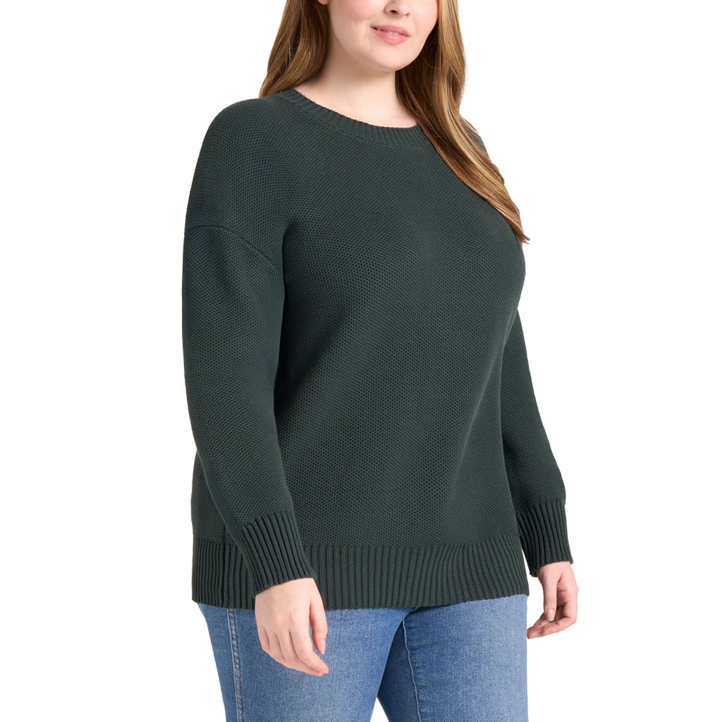 Matty M Women's Waffle Knit Crew Neck Sweater