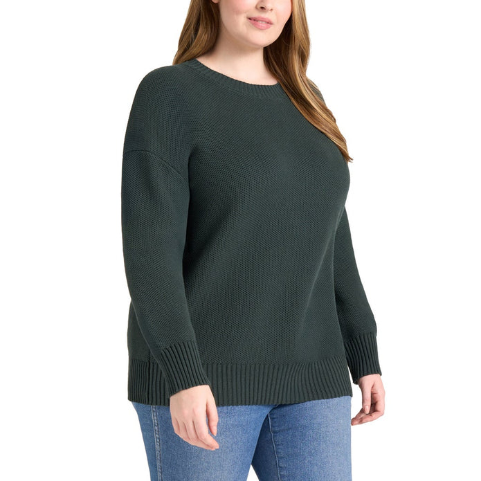 Matty M Women's Waffle Knit Crew Neck Sweater