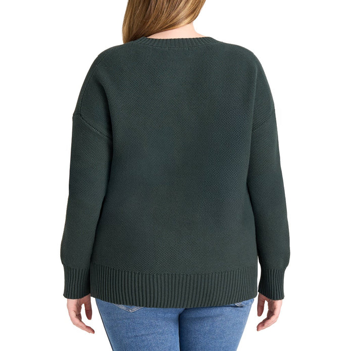 Matty M Women's Waffle Knit Crew Neck Sweater