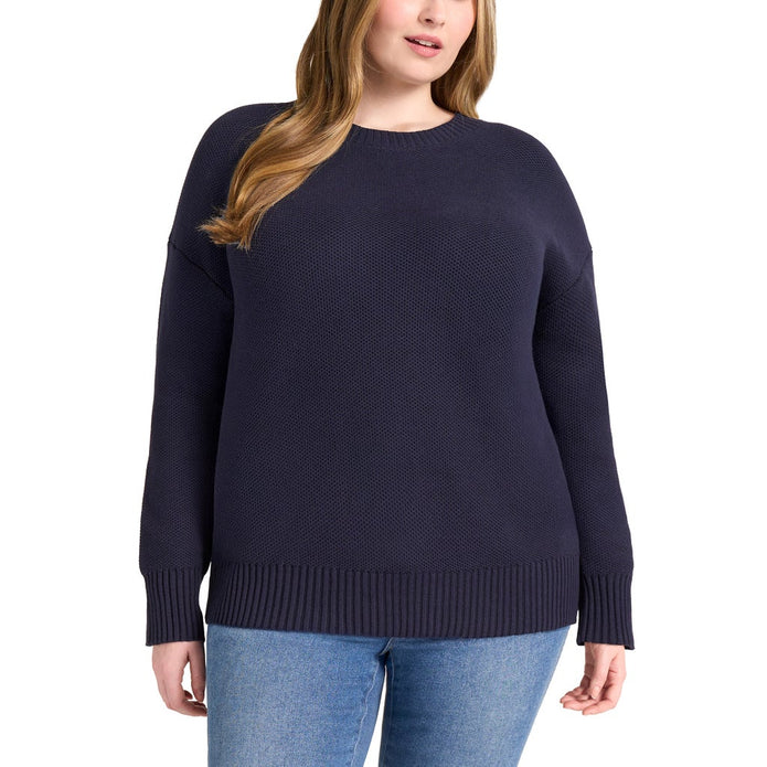 Matty M Women's Waffle Knit Crew Neck Sweater