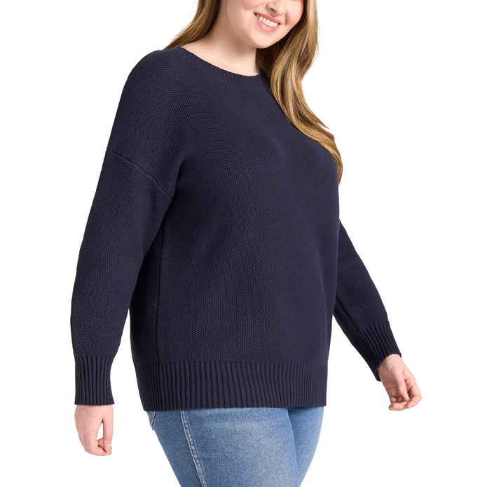 Matty M Women's Waffle Knit Crew Neck Sweater