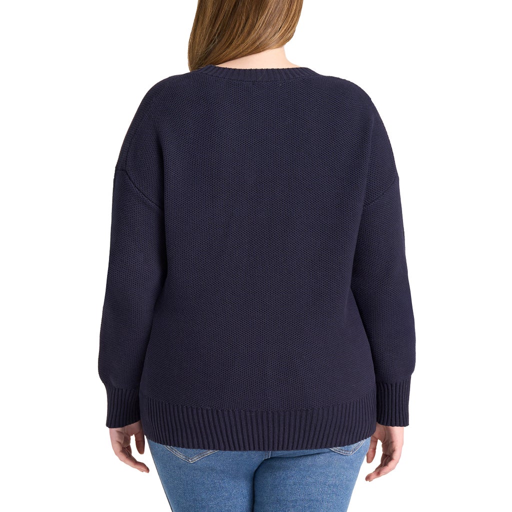 Matty M Women's Waffle Knit Crew Neck Sweater