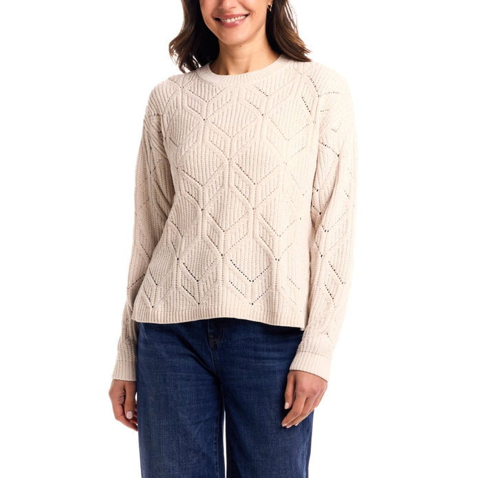 Weatherproof Vintage Women's Chenille Crewneck Sweater - Cream