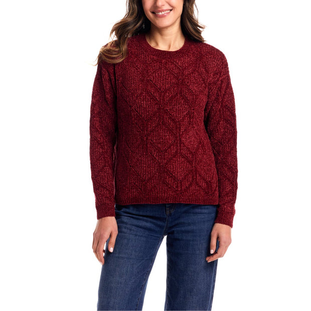 Weatherproof Vintage Women's Chenille Crewneck Sweater - Red