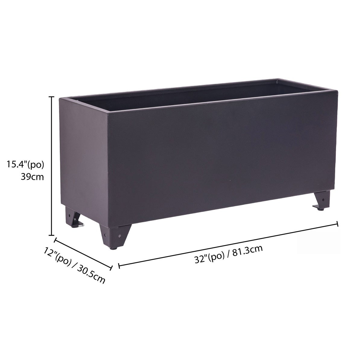 Grapevine Arden Commercial Grade Rectangular Aluminum Outdoor Planter, 32 in.