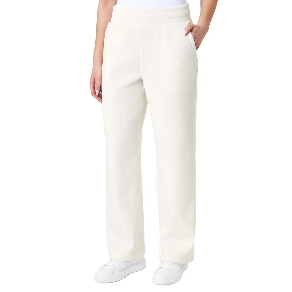 Mondetta Women's Corduroy Textured Wide-Leg Pant - White