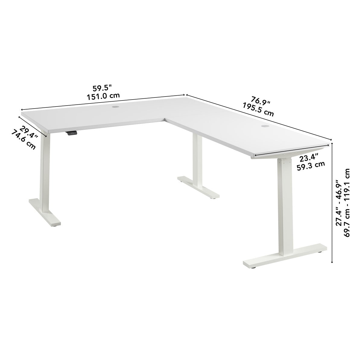 Office Pro Amplify 195.5 cm x 151.1 cm (76.9 in. x 59.5 in.) Height Adjustable L-desk