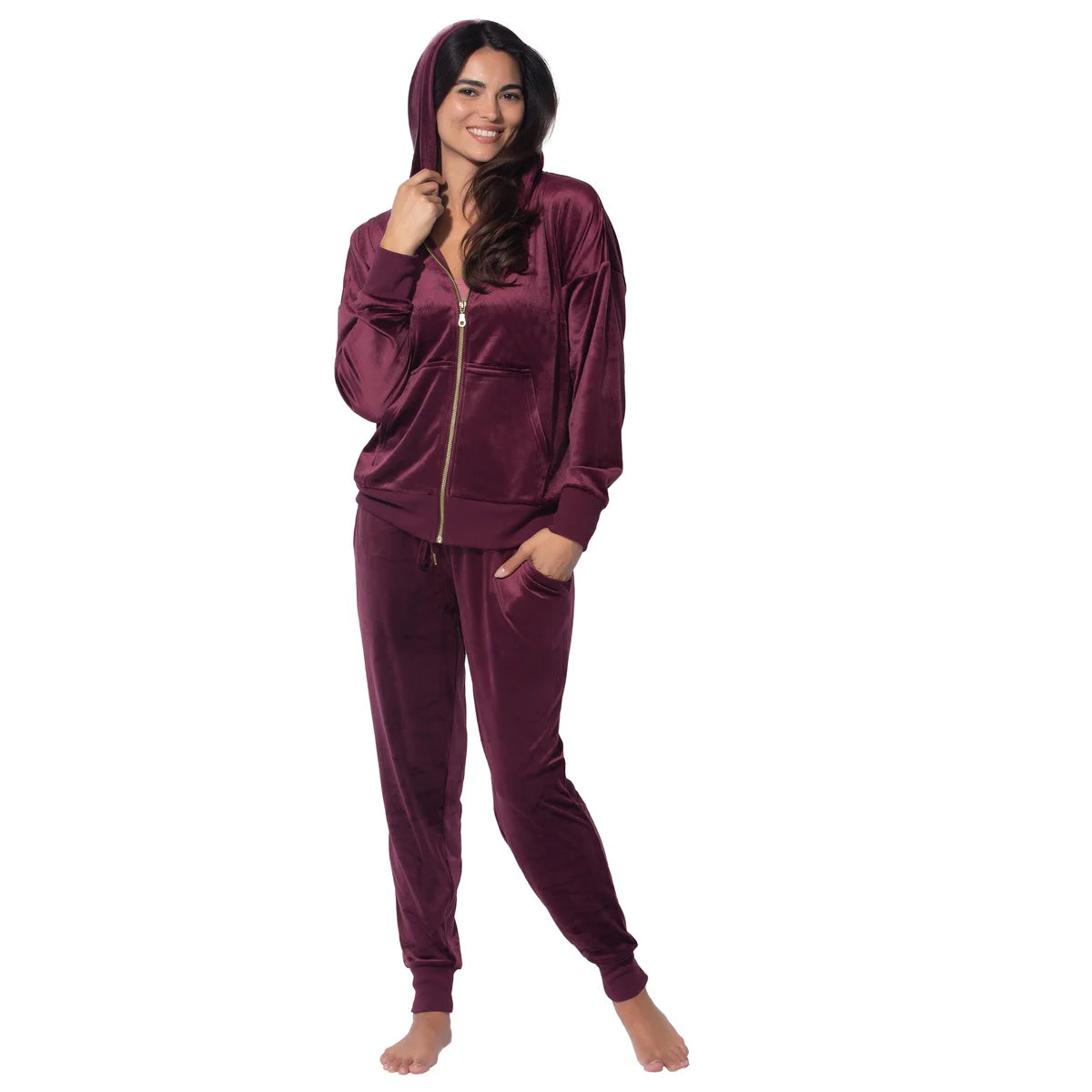 Black Bow Women's Velour Lounge Set, 2 Piece