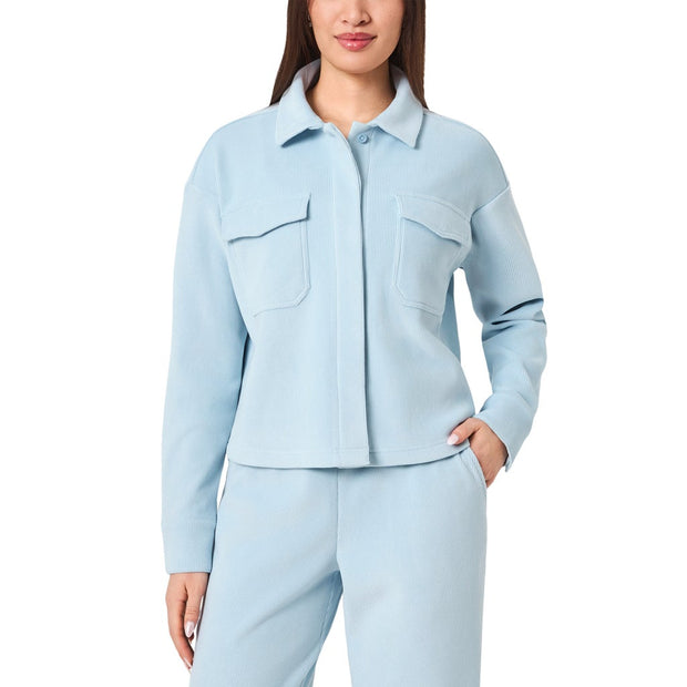 Mondetta Women's Cropped Corduroy Texture Shirt - Blue