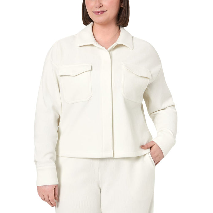 Mondetta Women's Cropped Corduroy Texture Shirt