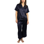 BCBGMAXAZRIA Women's Satin Jacquard Notch Collar Pajama Set