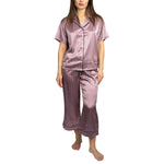 BCBGMAXAZRIA Women's Satin Jacquard Notch Collar Pajama Set
