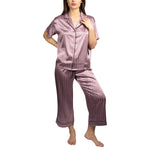 BCBGMAXAZRIA Women's Satin Jacquard Notch Collar Pajama Set