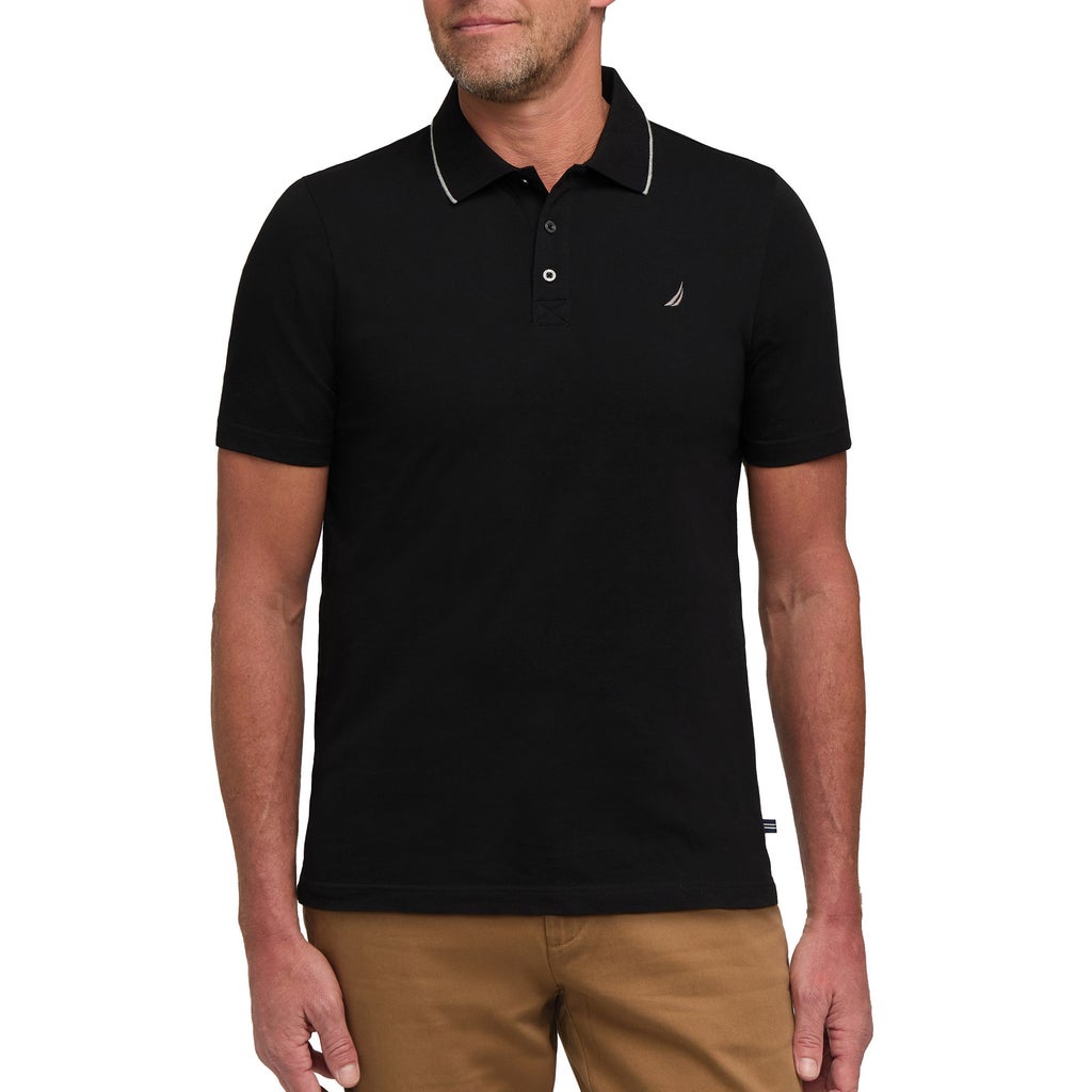 Nautica Men's Jersey Short Sleeve Polo - Black