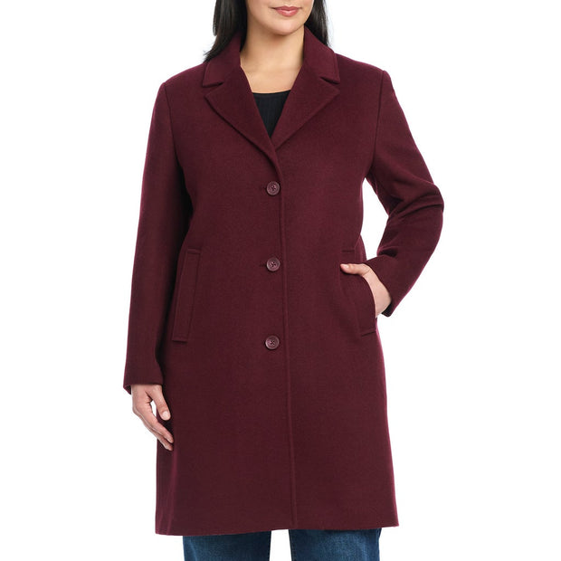 Vince Camuto Women's Wool Blend Coat - Dark Red