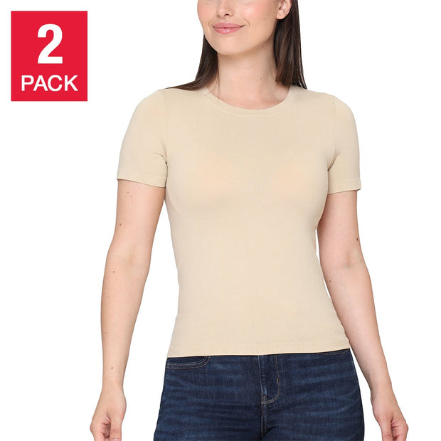 Tahari Women’s Smooth Seamless T-shirt, 2-pack - Beige
