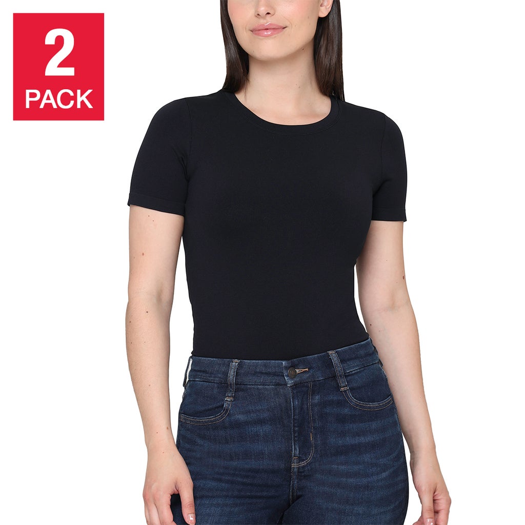 Tahari Women’s Smooth Seamless T-shirt, 2-pack - Black