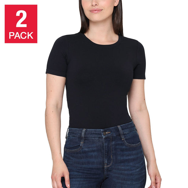 Tahari Women’s Smooth Seamless T-shirt, 2-pack - Black