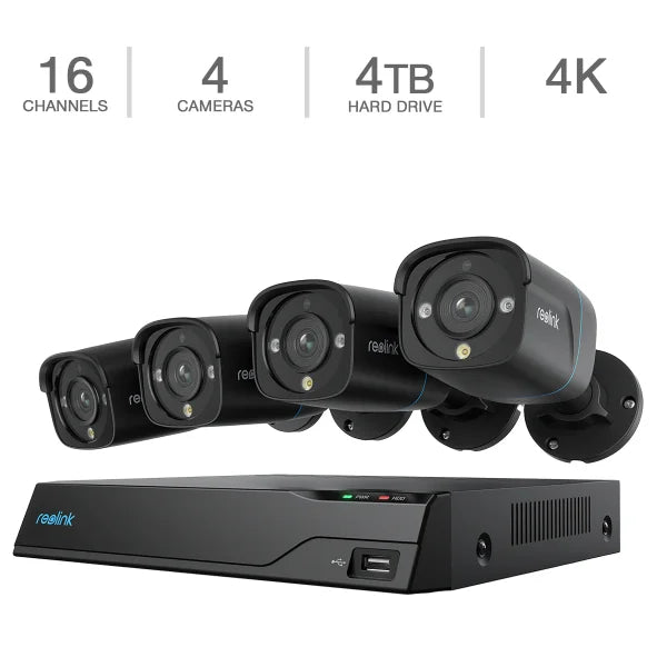 Reolink Advantage Series 4K 16-Channel 4TB NVR Security System with 4 Bullet PoE Cameras