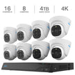 Reolink 4K+ 12MP Ultra HD 16-channel 4TB HDD NVR Security System with 8 Dome PoE Cameras
