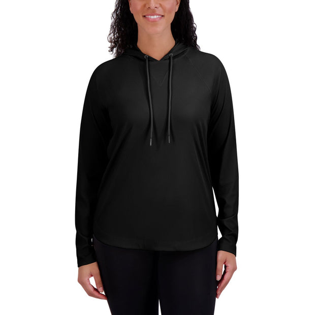 Sage Women's Long Sleeve Ribbed Hoodie - Black