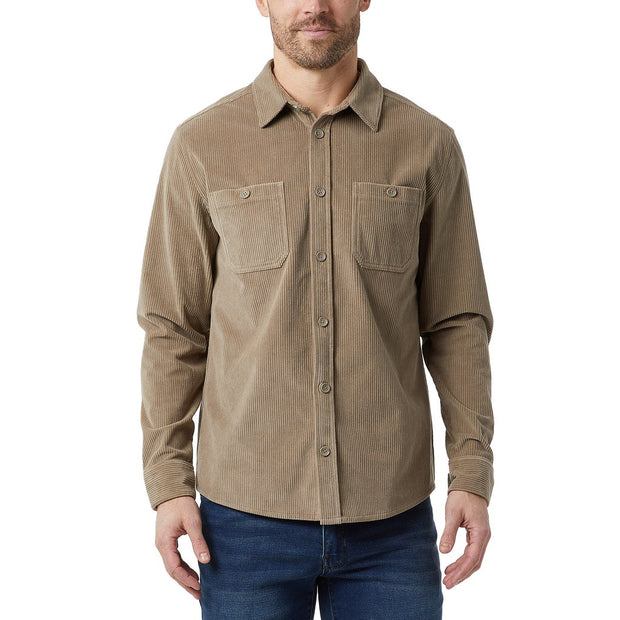 32 Degrees Men's Corduroy Long Sleeve Overshirt - Tan