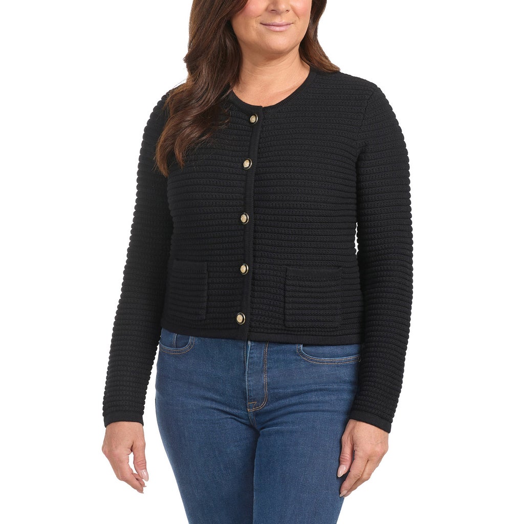Hilary Radley Women's Button Front Cardigan - Black