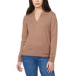 Loft Women’s Fine Knit Sweater with Johnny Collar - Brown