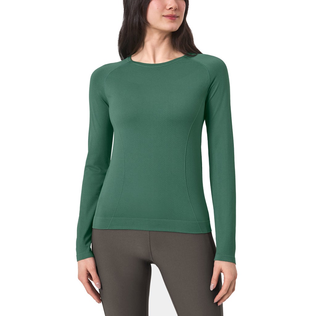 Mondetta Women's Seamless Long Sleeve Active Top - Green