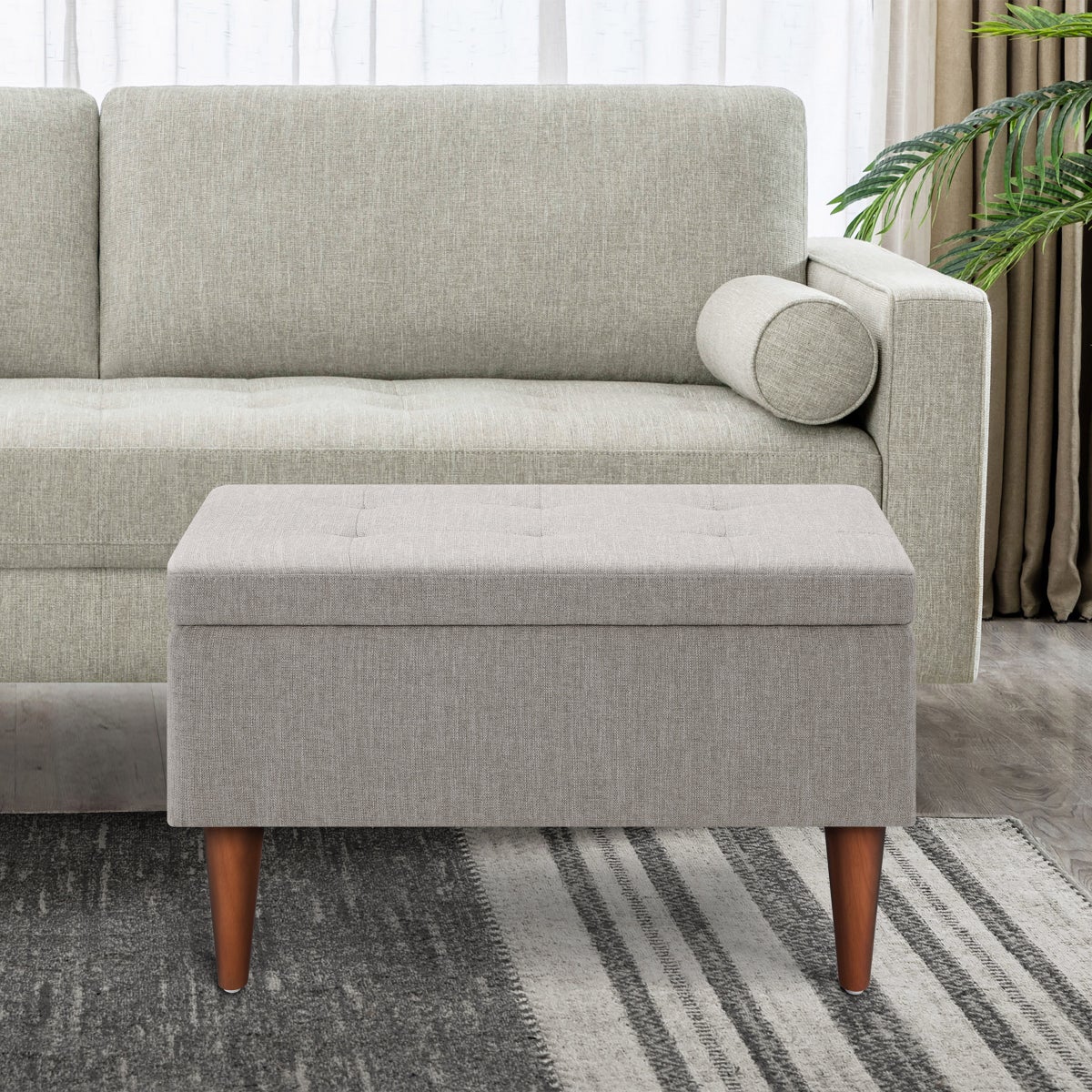 King Fabric Upholstered Storage Ottoman