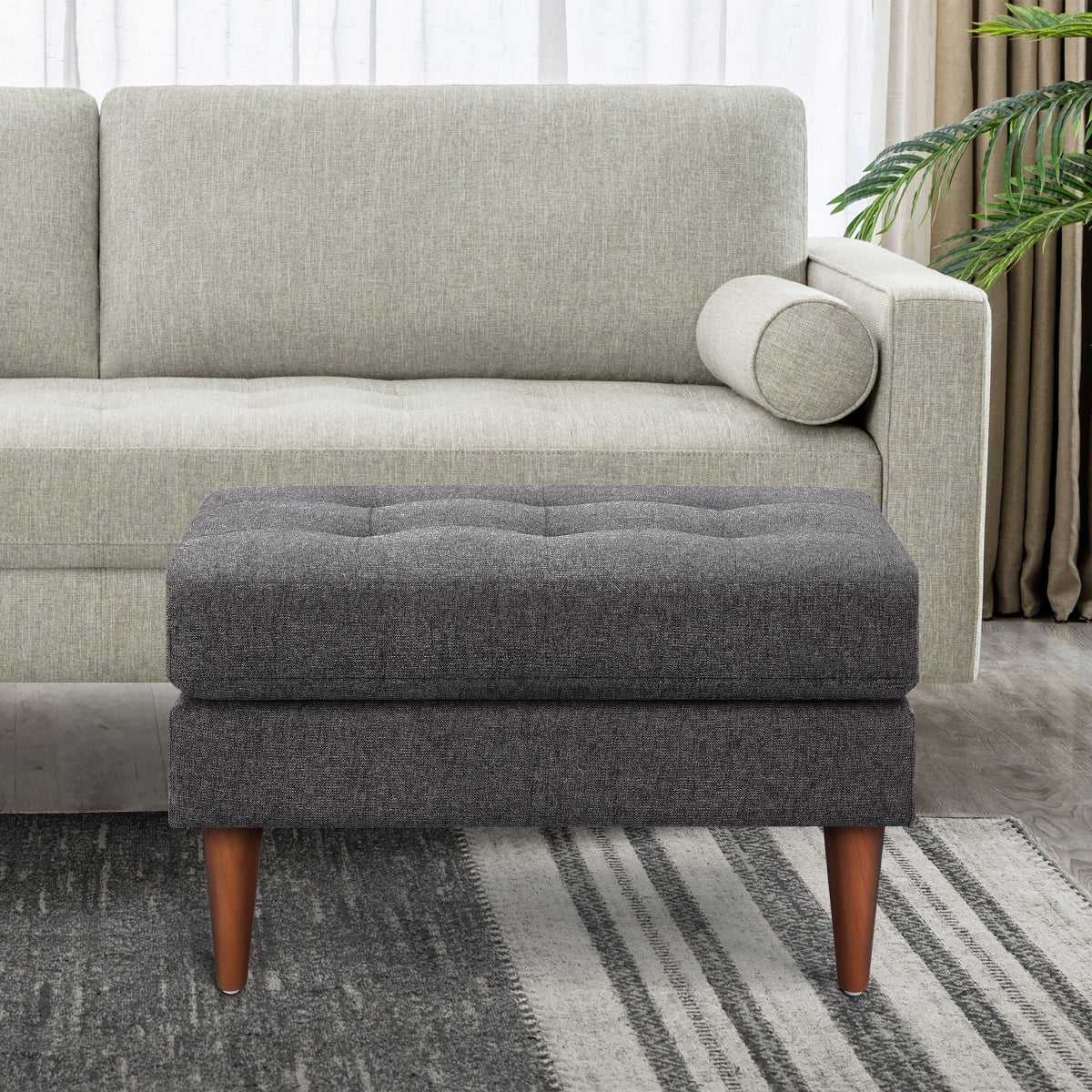King Fabric Upholstered Ottoman