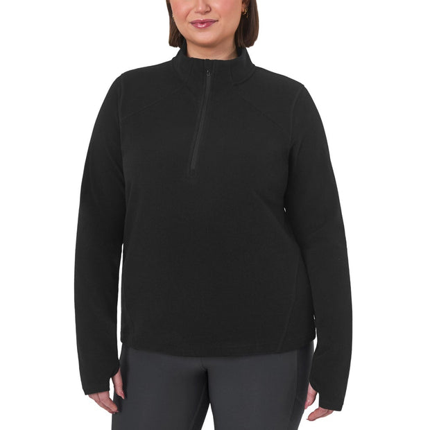 Mondetta Women's Quarter Zip Micro Polar Fleece Pullover - Black