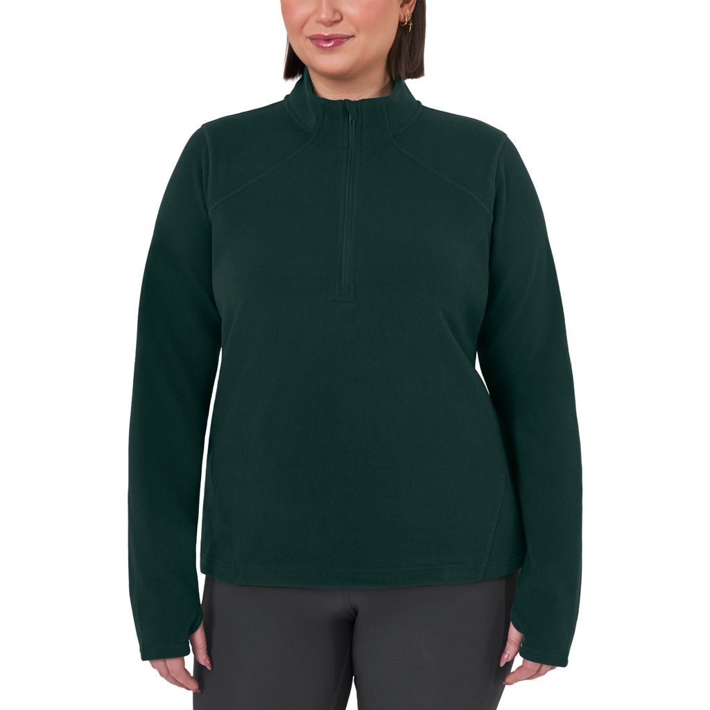 Mondetta Women's Quarter Zip Micro Polar Fleece Pullover - Dark Green