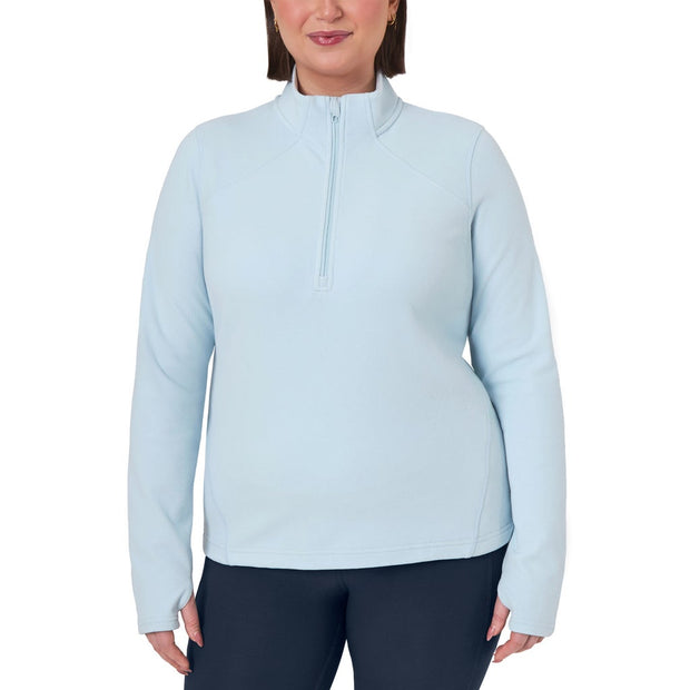 Mondetta Women's Quarter Zip Micro Polar Fleece Pullover - Light Blue
