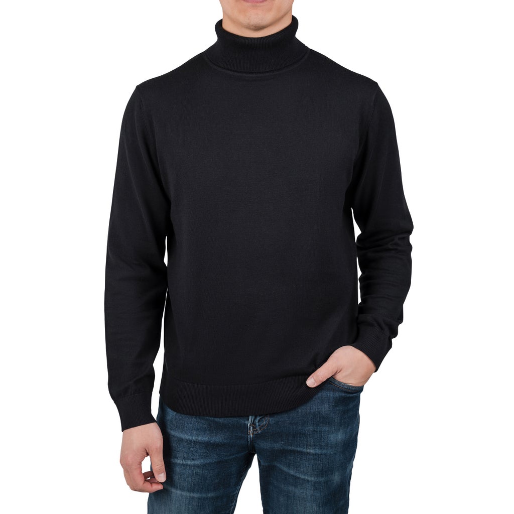 Rough Dress Men's Long Sleeve Turtle Neck - Black