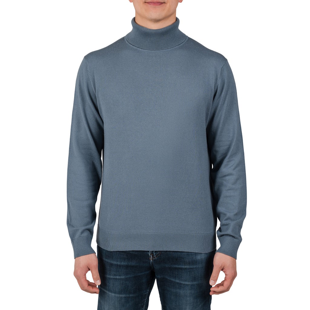 Rough Dress Men's Long Sleeve Turtle Neck - Blue