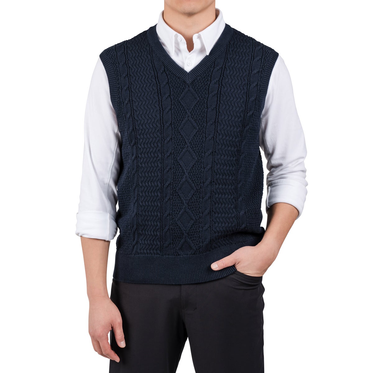 United Colors of Benetton Men's Cable Knit Vest