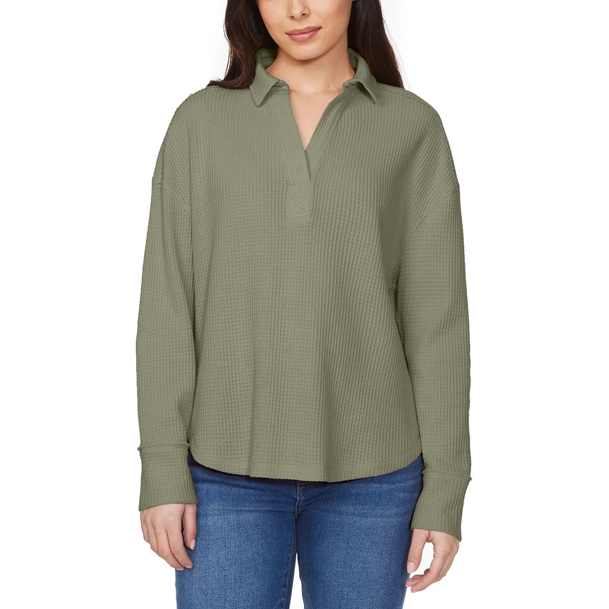 Buffalo Women’s Waffle V-neck Collar Top