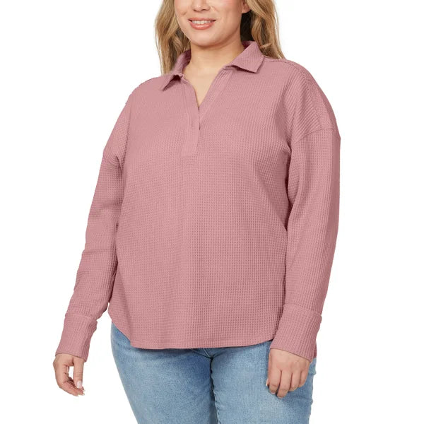 Buffalo Women’s Waffle V-neck Collar Top