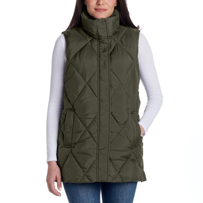 Weatherproof Women's Long Puffer Vest - Olive